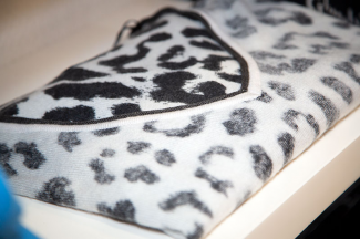 Damenpulli schwarz-weiß mit Leoparden Muster